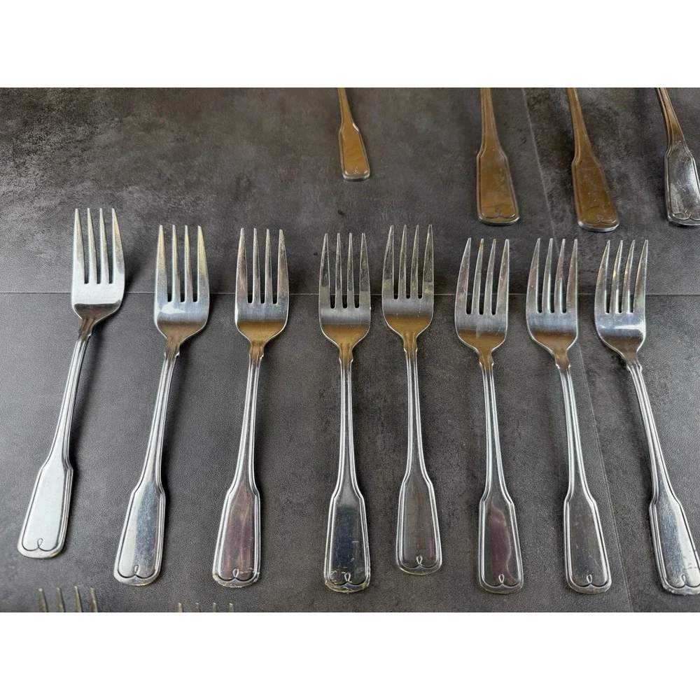 VTG Northland Stainless Japan 41 Pc FLatware Set Geometric Scroll